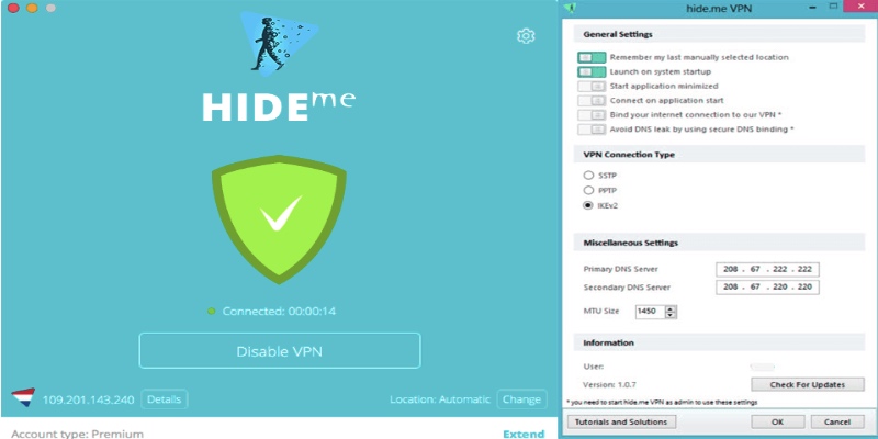 VPN miễn phí hide me phù hợp với nhiều phiên bản